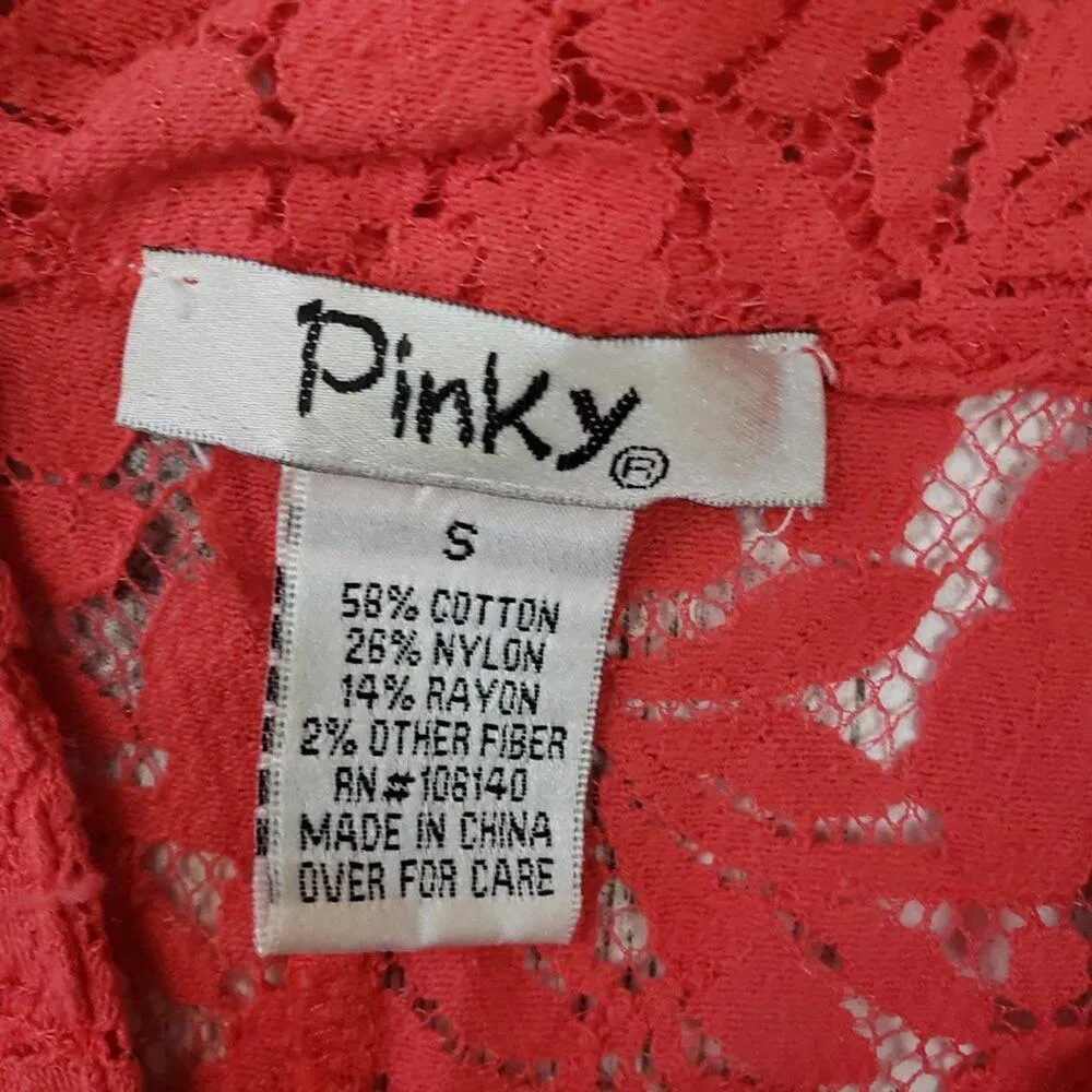 Pinky Lace 3/4 Sleeve Open Front Pink Lace Blazer Jacket Women's Size Small - Image 2