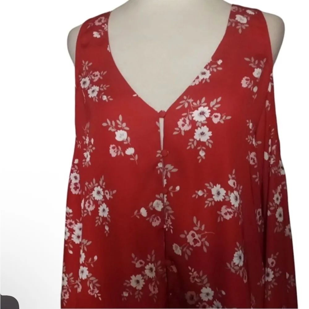 Revolve L'academie The V Neck Open Shoulder Drapey Floral Blouse Size XS - Image 8