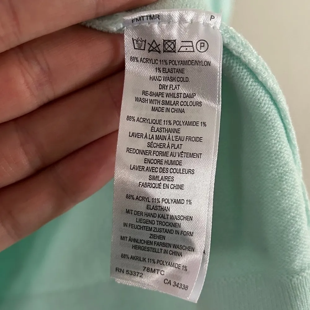 French Connection Mint Green Turtle Neck Sweater Tunic Soft Comfy Spring Medium - Image 3