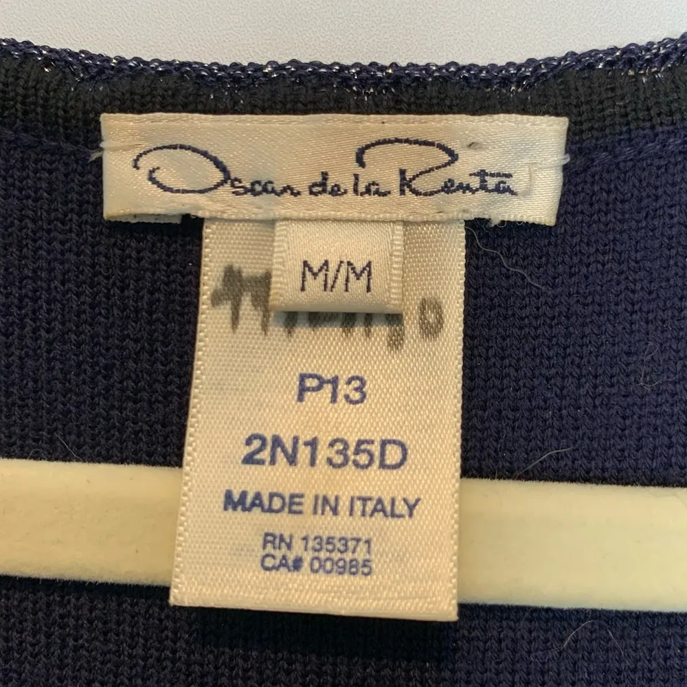 Oscar de la Renta Knee Length Wool Silk Sheath Dress Crochet Hem Sequins - Image 3