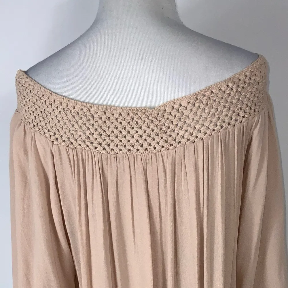 Umgee Blush Mauve Off Shoulder Tunic Dot Sleeve & Hemline Boho Tunic M - Image 10