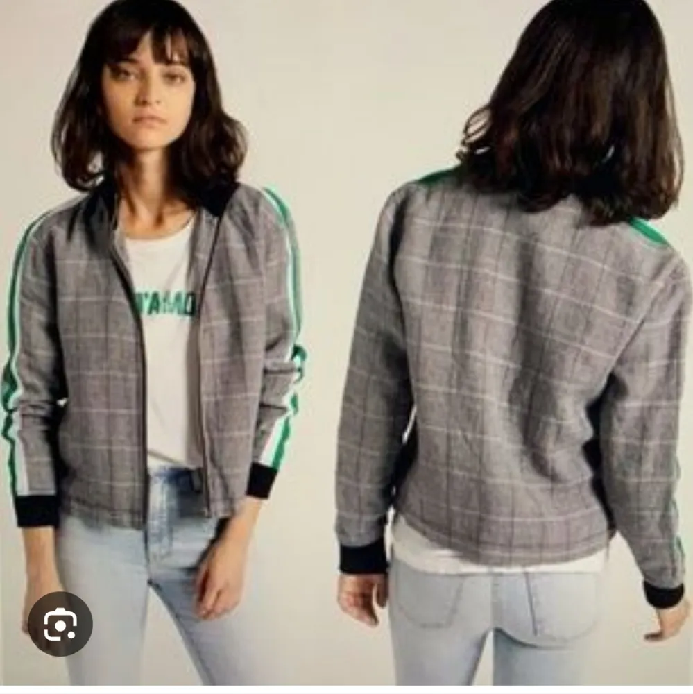 Current/Elliott Dassen Plaid Side-Stripe Linen Bomber Jacket Size 10 - Image 2