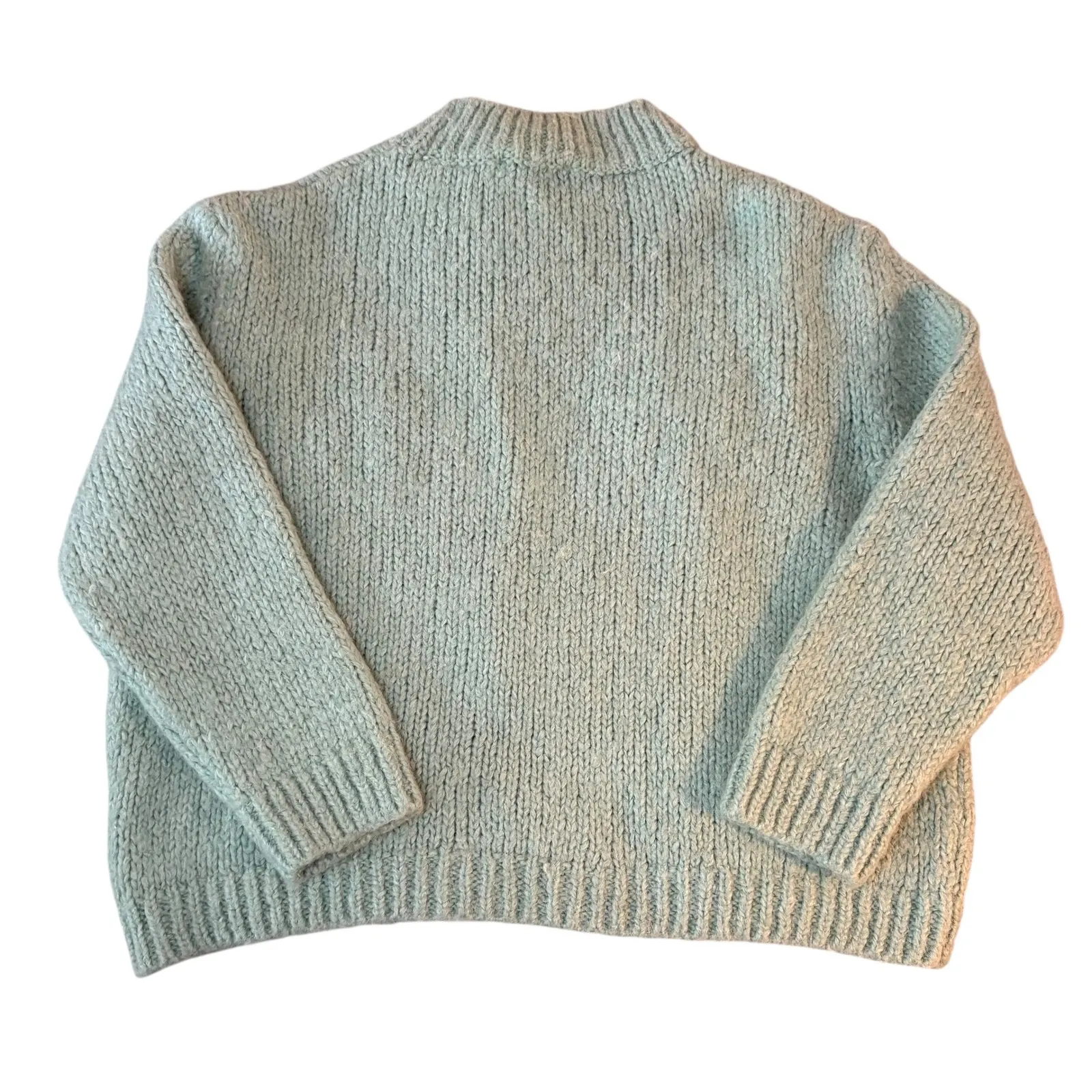 Zara WomanMint Green  Knit Sweater Acrylic Wool Blend Mock‎ Neck Pullover Size S - Image 2