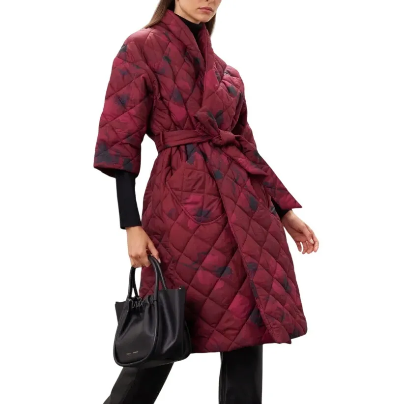 Hutch Mason Floral Short Sleeve Coat in Red Floral, Size L - Image 2