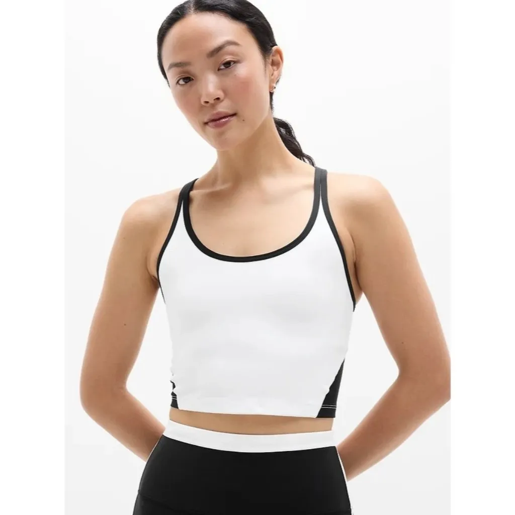 New Athleta M Intention Crop Bra  Black White Medium Cup A-C - Image 2