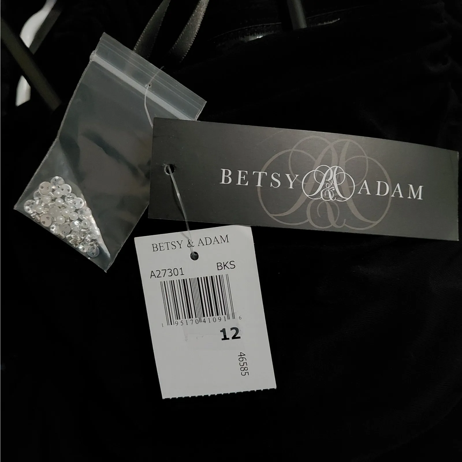 Betsy & Adam Formal Evening Dress Size 12 Black Beaded Cocktail Party Wedding - Image 12
