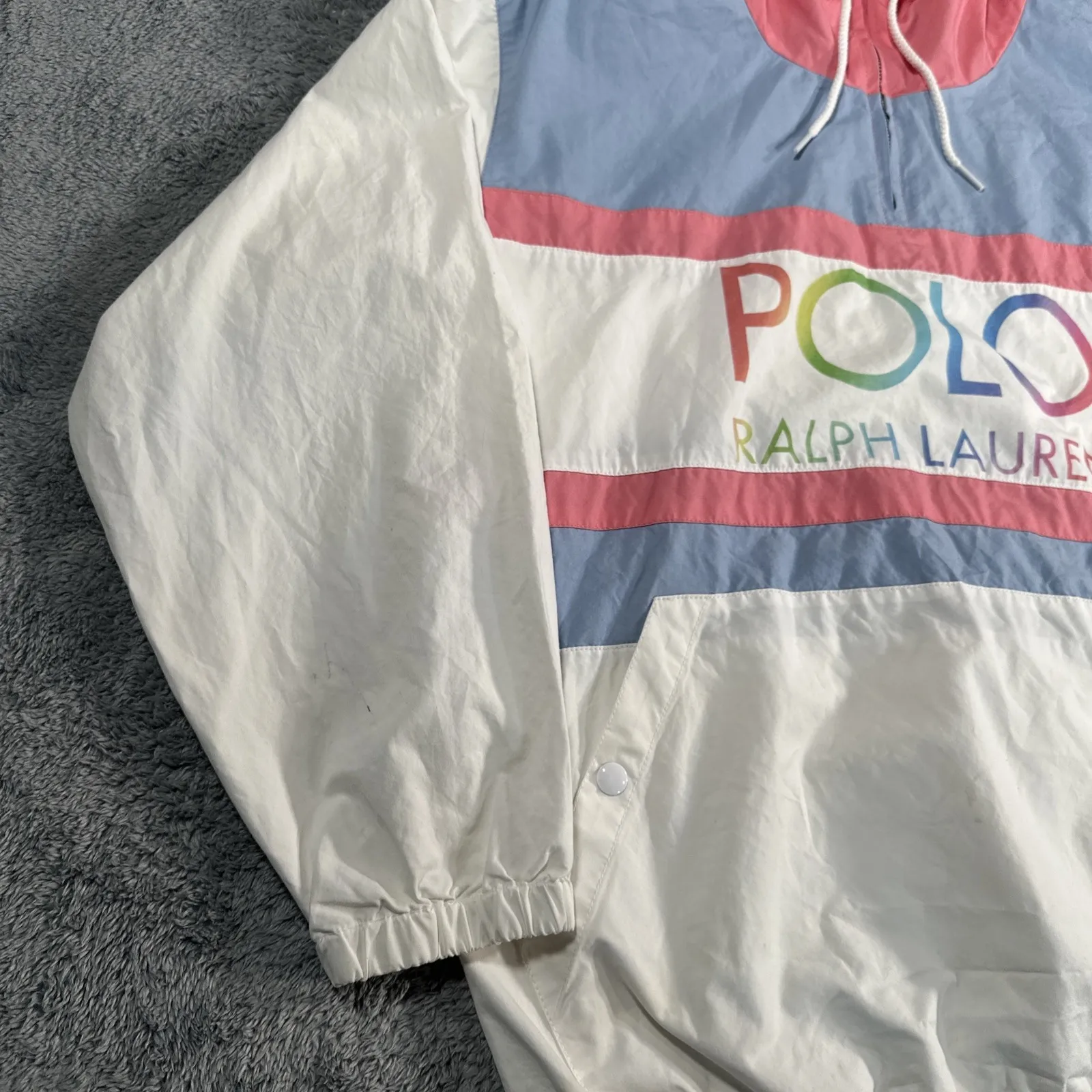 Polo RALPH LAUREN 1/4 Zip Color Block Windbreaker Jacket Sz M $249 Oversized - Image 4