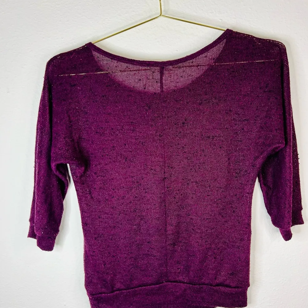 Mary Jane Women's Purple Knit 3/4 Sleeve Top Small Lightweight Casual Chic - Image 6
