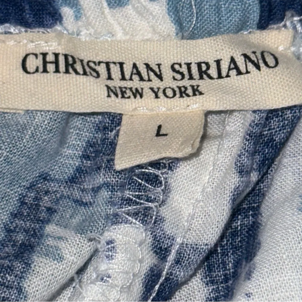 Christian Siriano Blue and White Patterned Joggers. Size L Beachy Linen Rayon Size L - Image 3