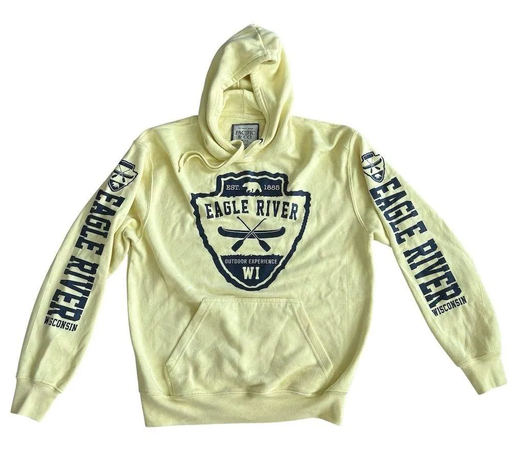 Pacific & Co. Unisex Graphic Hoodie White Medium Pullover Vintage Style - Image 1