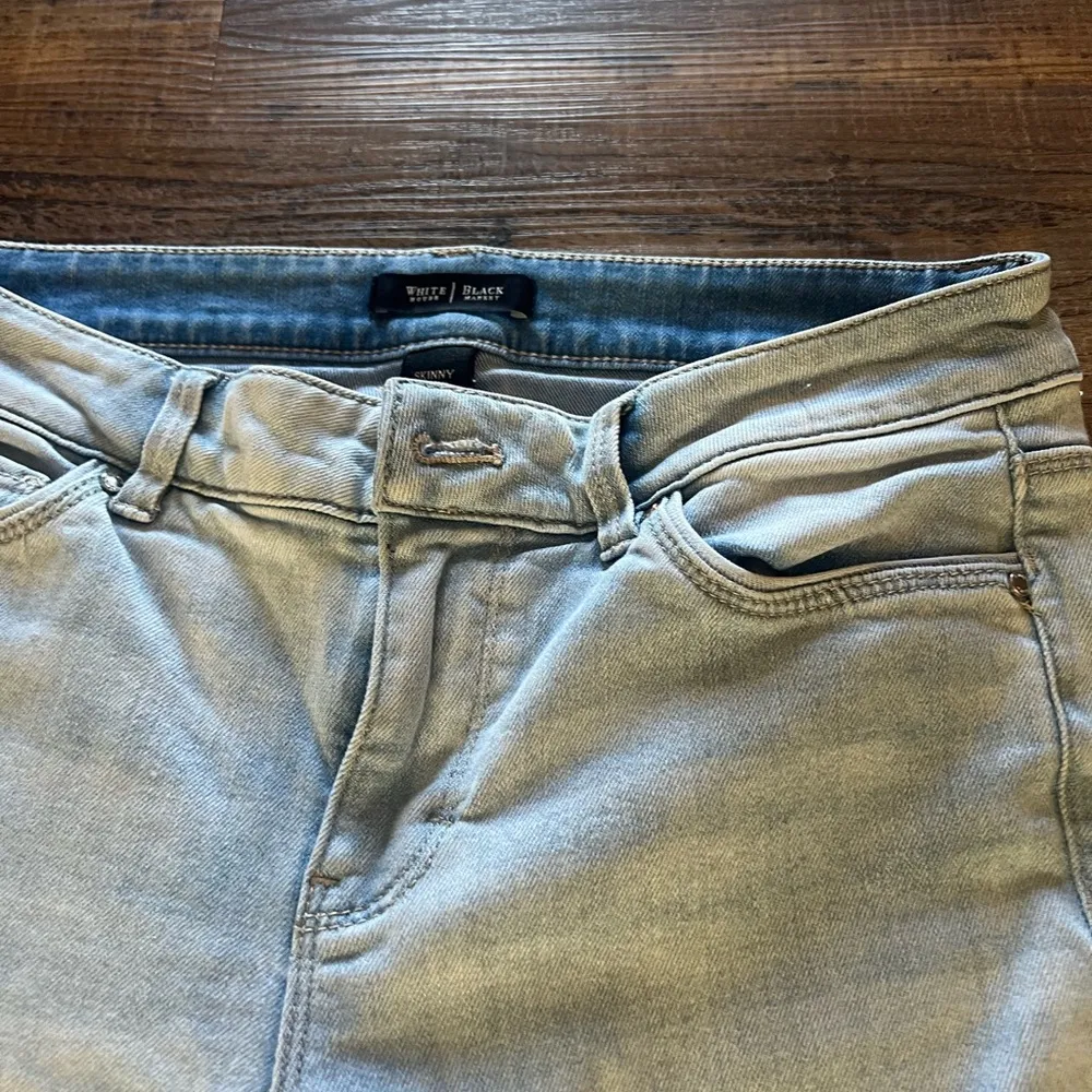 White House Black Market Light Wash Skinny Crop Jeans - Image 3