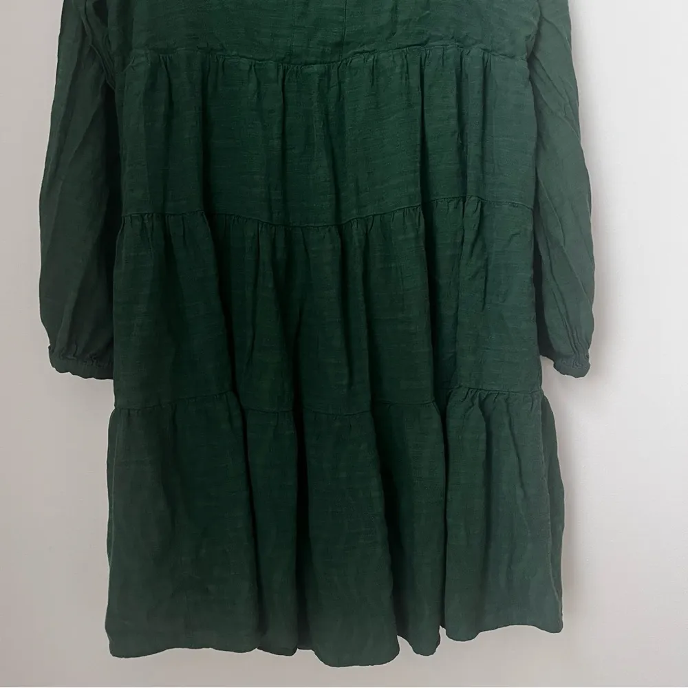 Maeve By Anthropologie Tiered Tunic Long Sleeve Dress Emerald Green Size Small - Image 2