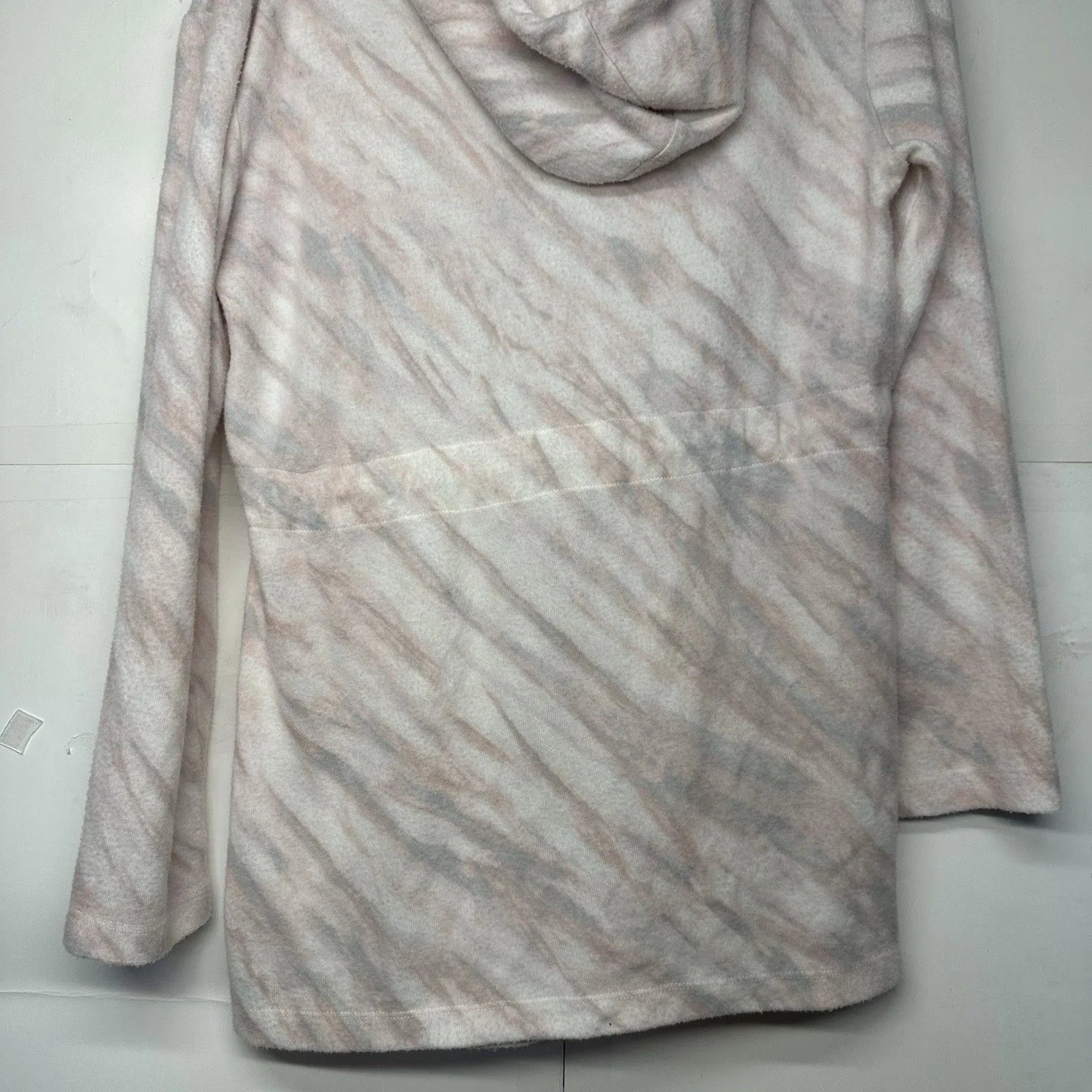 ADYP Women’s Medium Hooded Open Front Cardigan Jacket Pink Gray Soft Pockets - Image 12