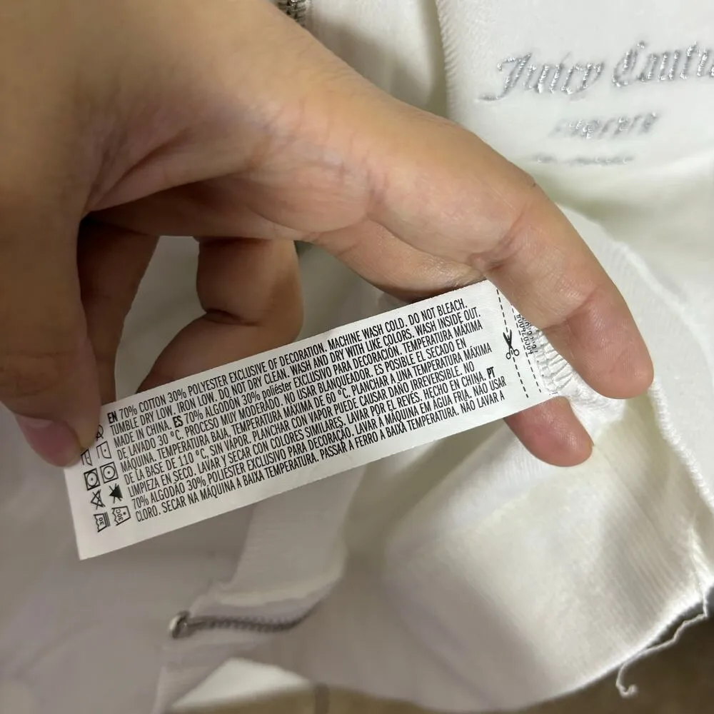 Forever 21 x Juicy Couture White Full Zip Track Hooded Jacket Sz L - Image 7