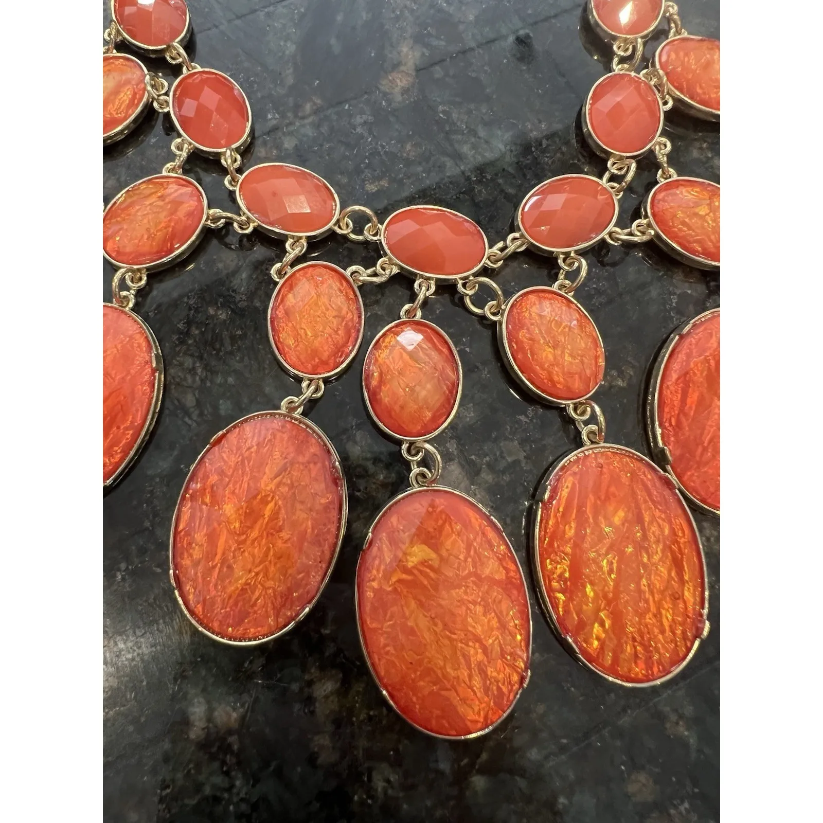 Vintage Charming Charlie Statement‎ Necklace 16 To 18"  Acrylic Faceted Beads - Image 2