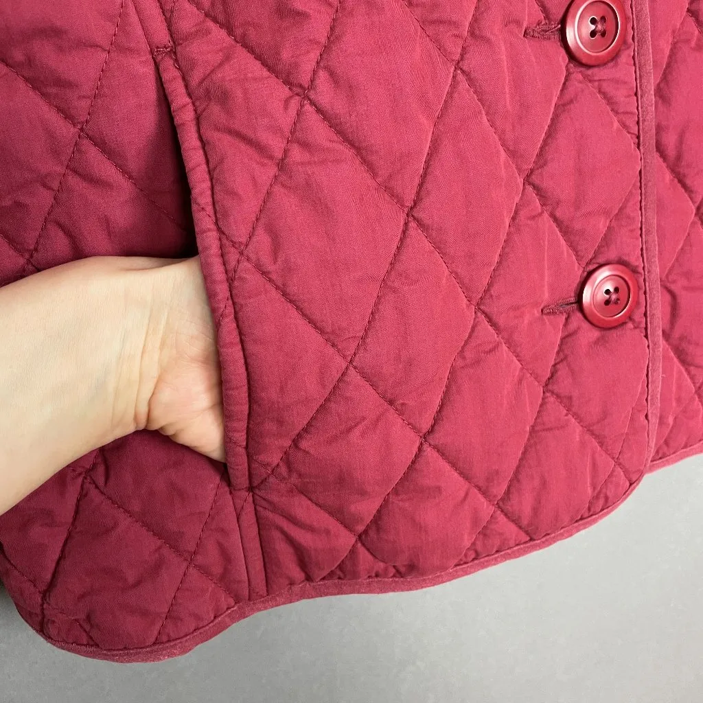 L.L. Bean Quilted Vest Red Women Button - Image 10