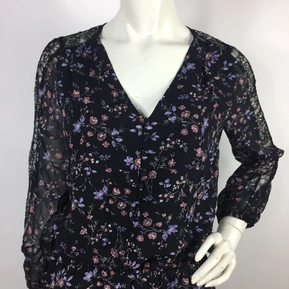 Joie Silk Floral Lace Dress Size XS - Image 9