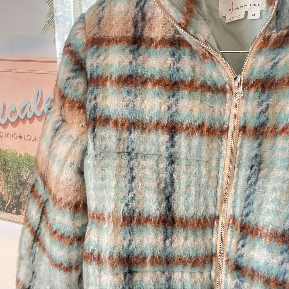 Anthropologie  Brushed Plaid Puffer Jacket - Image 6