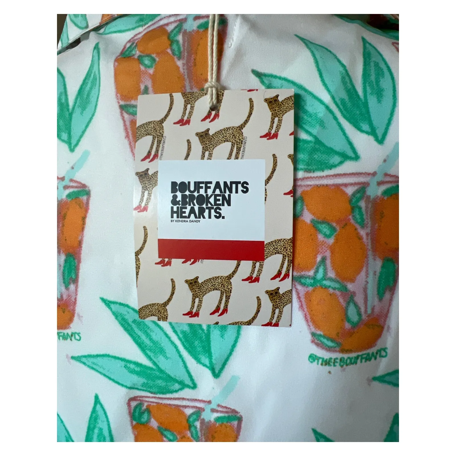 Bouffants & Broken Hearts Lemonade Print Pajama Shirt Women's Size M Quirky Fun White Size M - Image 6