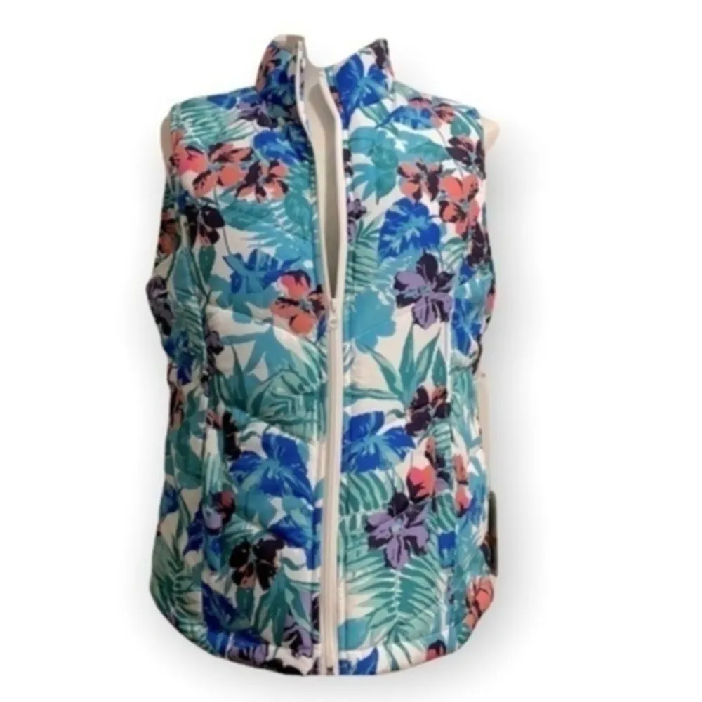 CARIBBEAN JOE Vest Floral full zipper outerwear new Size small - Image 8