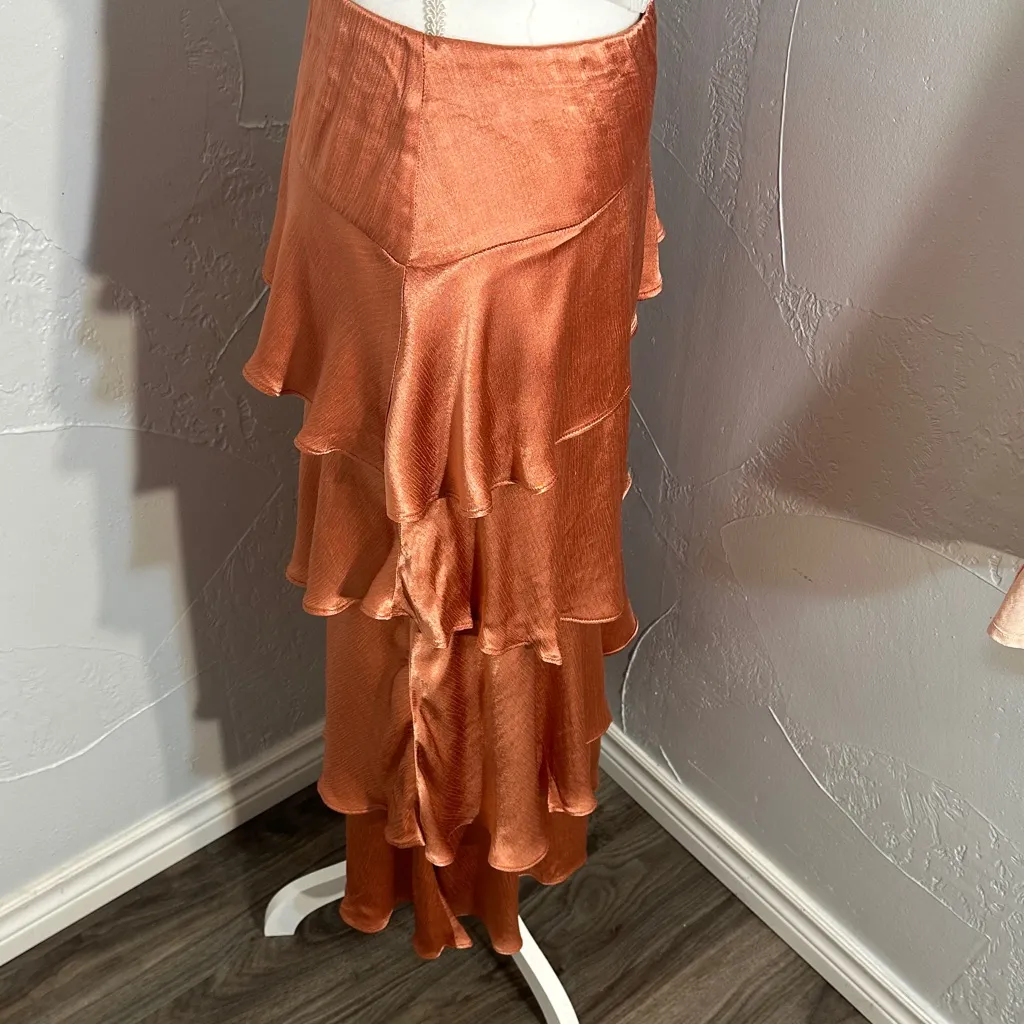Maeve Copper Tiered Maxi Skirt | Viscose | Size 8 - Image 6