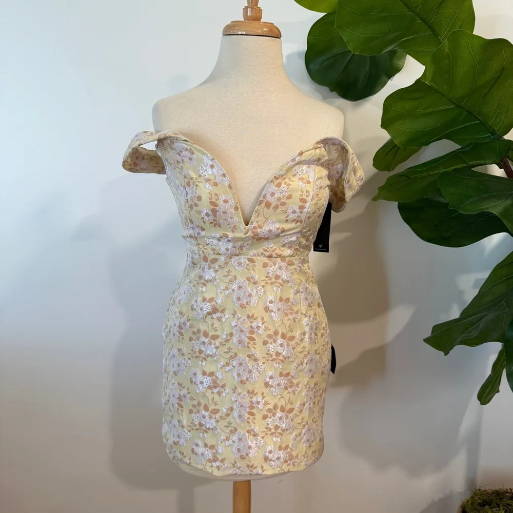 Lulus|| Favorite Song Yellow Floral Jacquard Off - Image 3