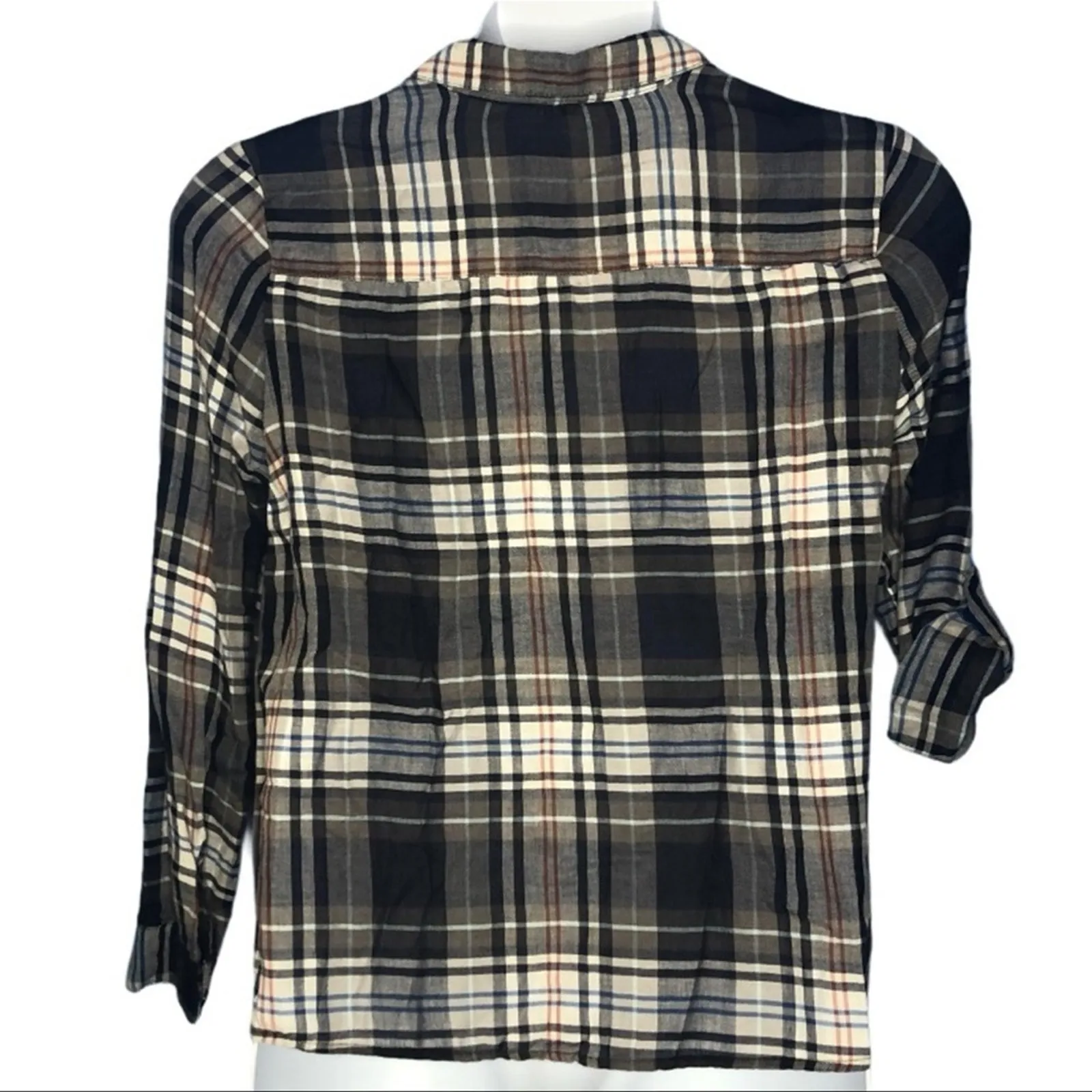 Charlotte Russe Y2K Grunge Studded Plaid Flannel Button Up Shirt Medium - Image 4