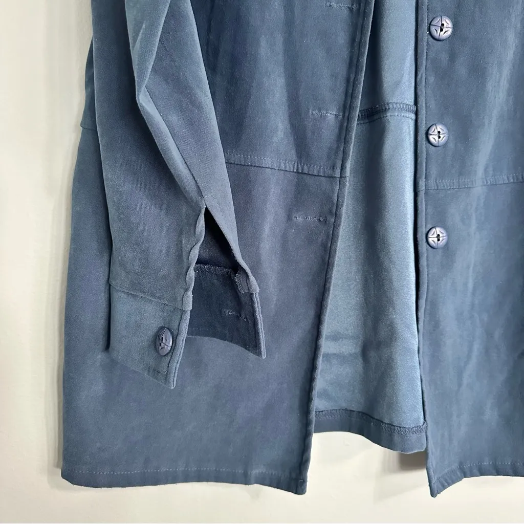 Vintage Spago Velvet Blue Suede Button Down Jacket 10 Medium - Image 13
