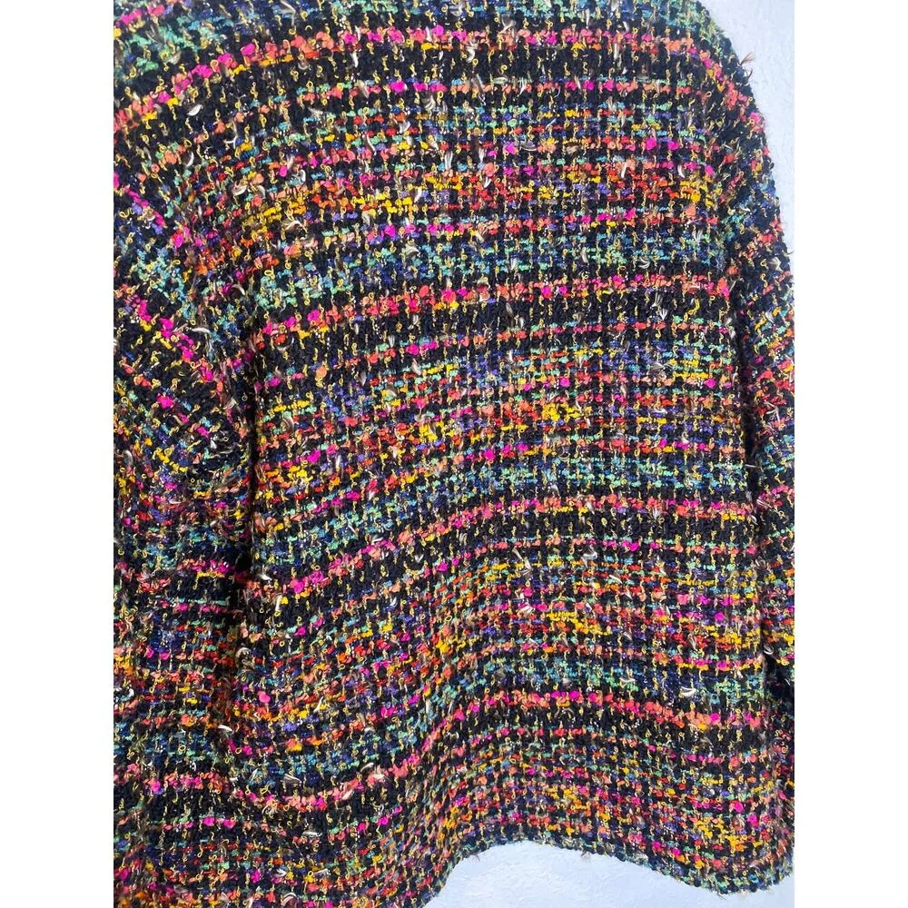 Chico’s Design Colorful Boucle Knit Vintage Tweed Button Closure Blazer EUC Sz L - Image 8