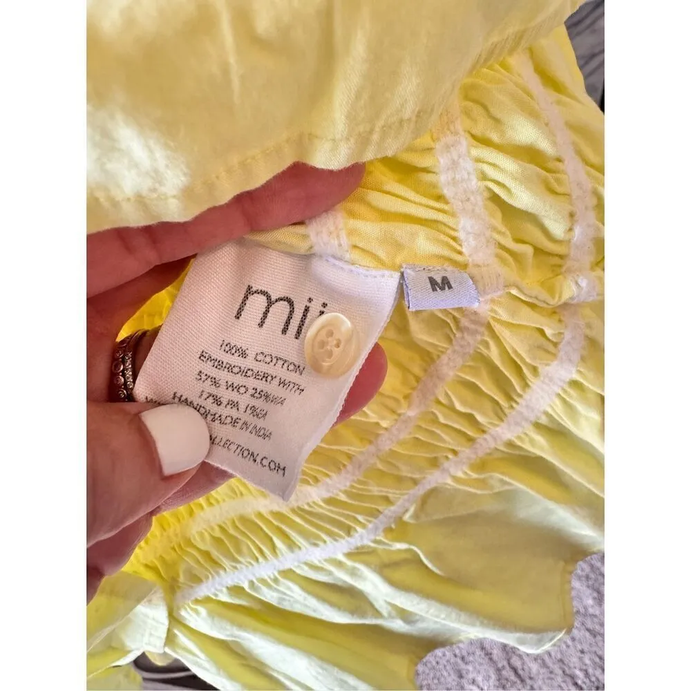 Mii Au Jardin Collection Yellow Cotton Pin tuck Button Down Size Medium - Image 5