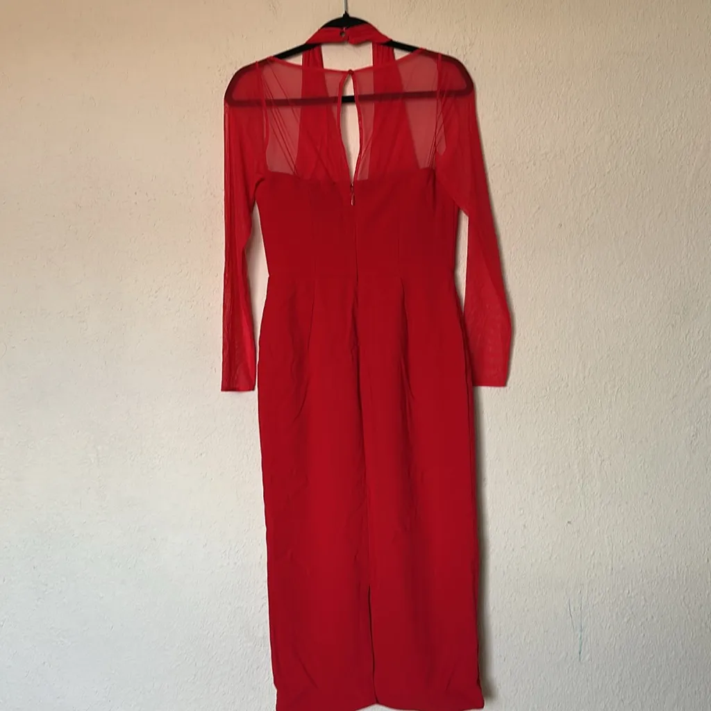House of CB 'Yasmin' Scarlet Plunge Midi‎ Dress NWOT size L - Image 14