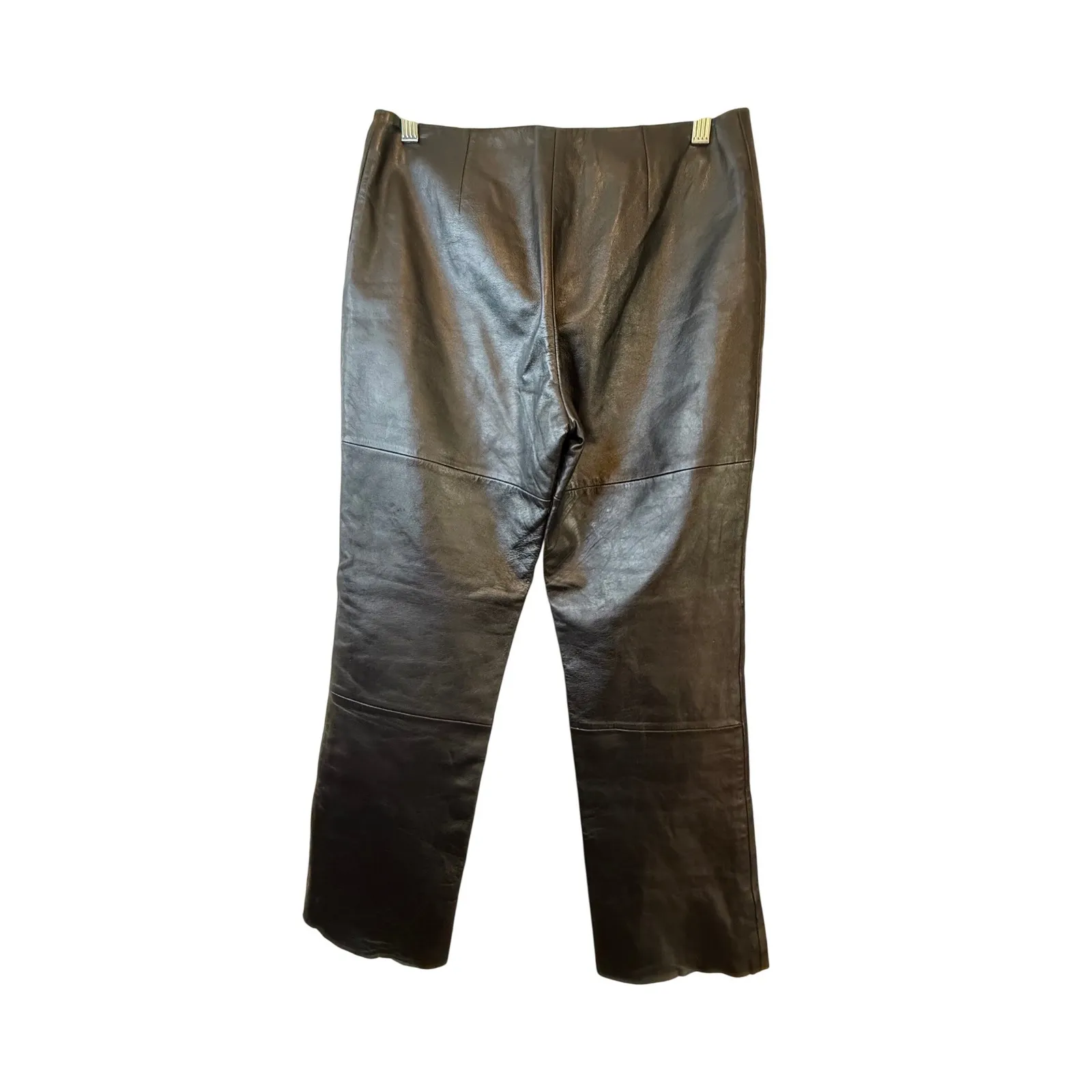 VS2 by Vakko Y2K Black Leather Straight Pants 100% Genuine Lamb Leather Trousers Size 8 - Image 4