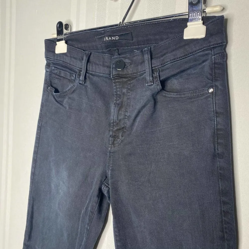 J Brand Skinny Jeans Occult Wash Factory Faded Black Dark Gray Pants Raw Hem 27 - Image 3