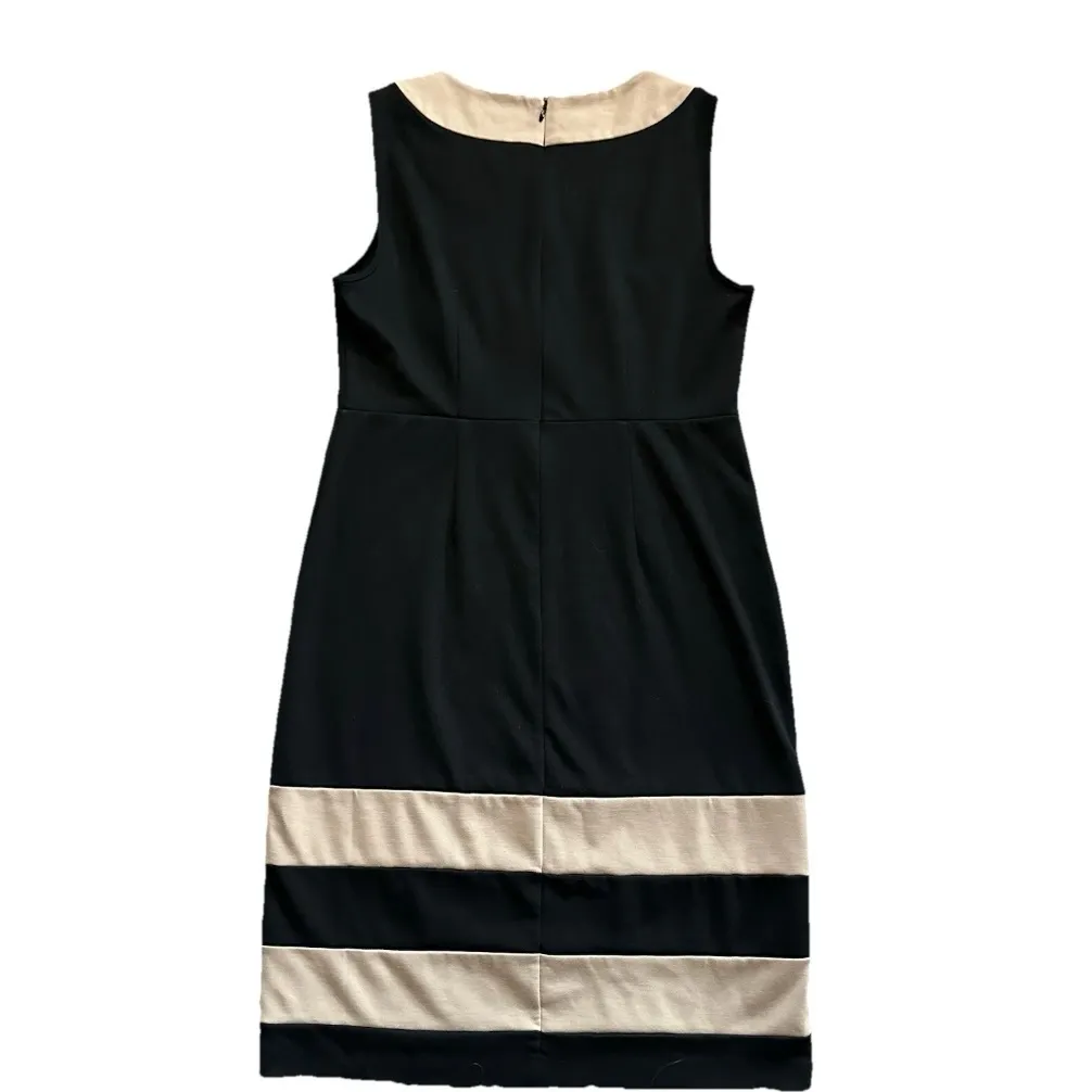 Ann Taylor Classic Sheath Dress 8 Black Tan Colorblock Office Career - Image 3