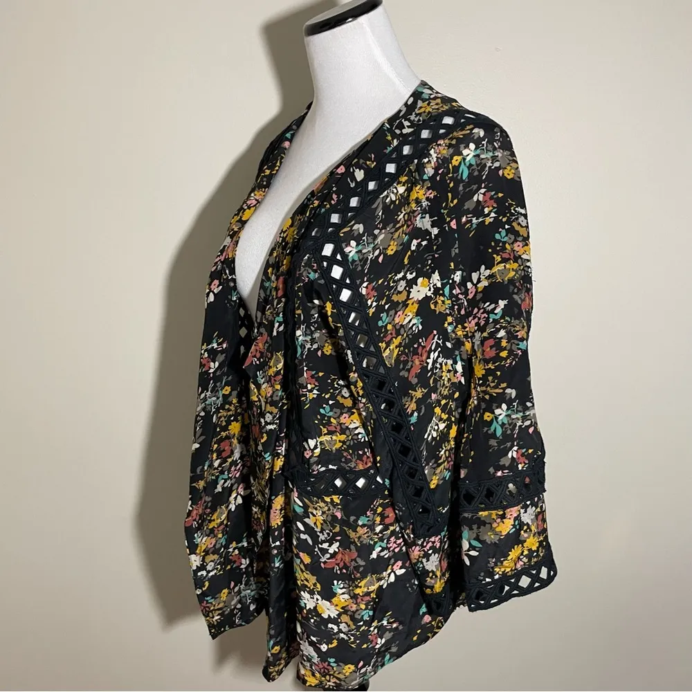 Anthropologie Silk Open Front Kimono - Image 4