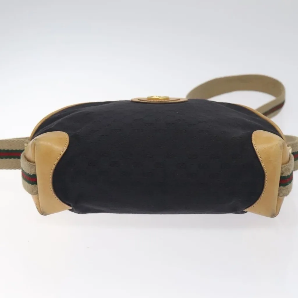 Micro GG Canvas Web Sherry Line Shoulder Bag Black Gold Authentic - Image 5