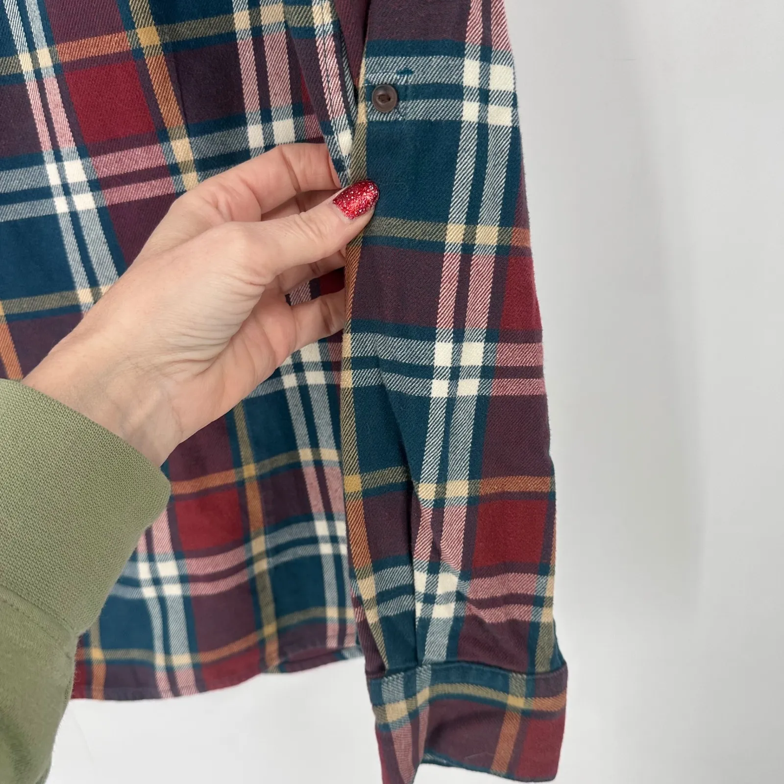 The North Face Womens Plaid Flannel Shirt Long Sleeve Button Up Cotton Size M - Image 9