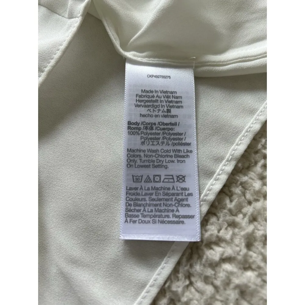 Madewell $98 Women's Nayla Boho Long Sleeve Tie Top, Winter White Size XL - Image 8