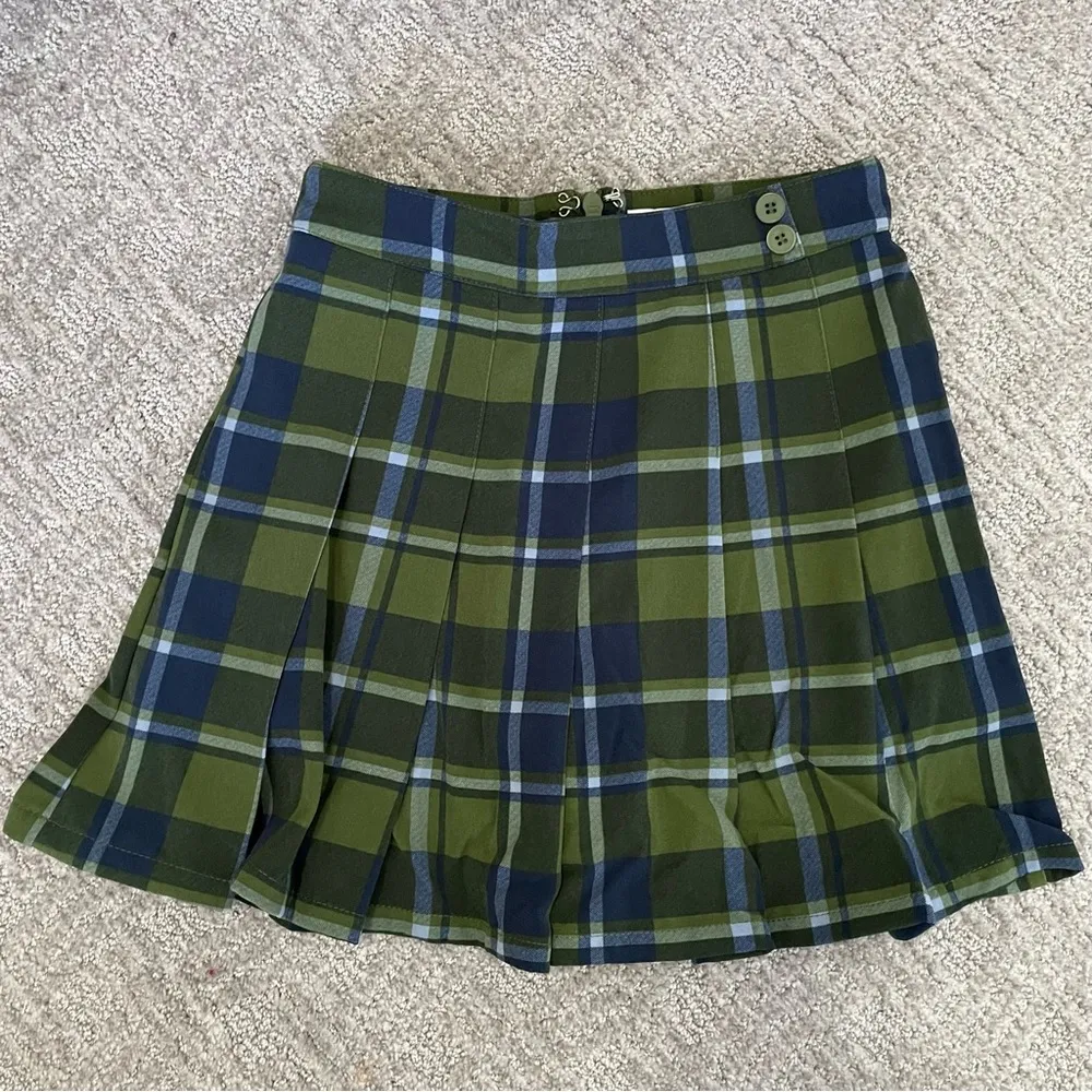 New  Plaid Tennis Skirt Built-In Shorts Pleated Skort Green Size 0 - Image 9
