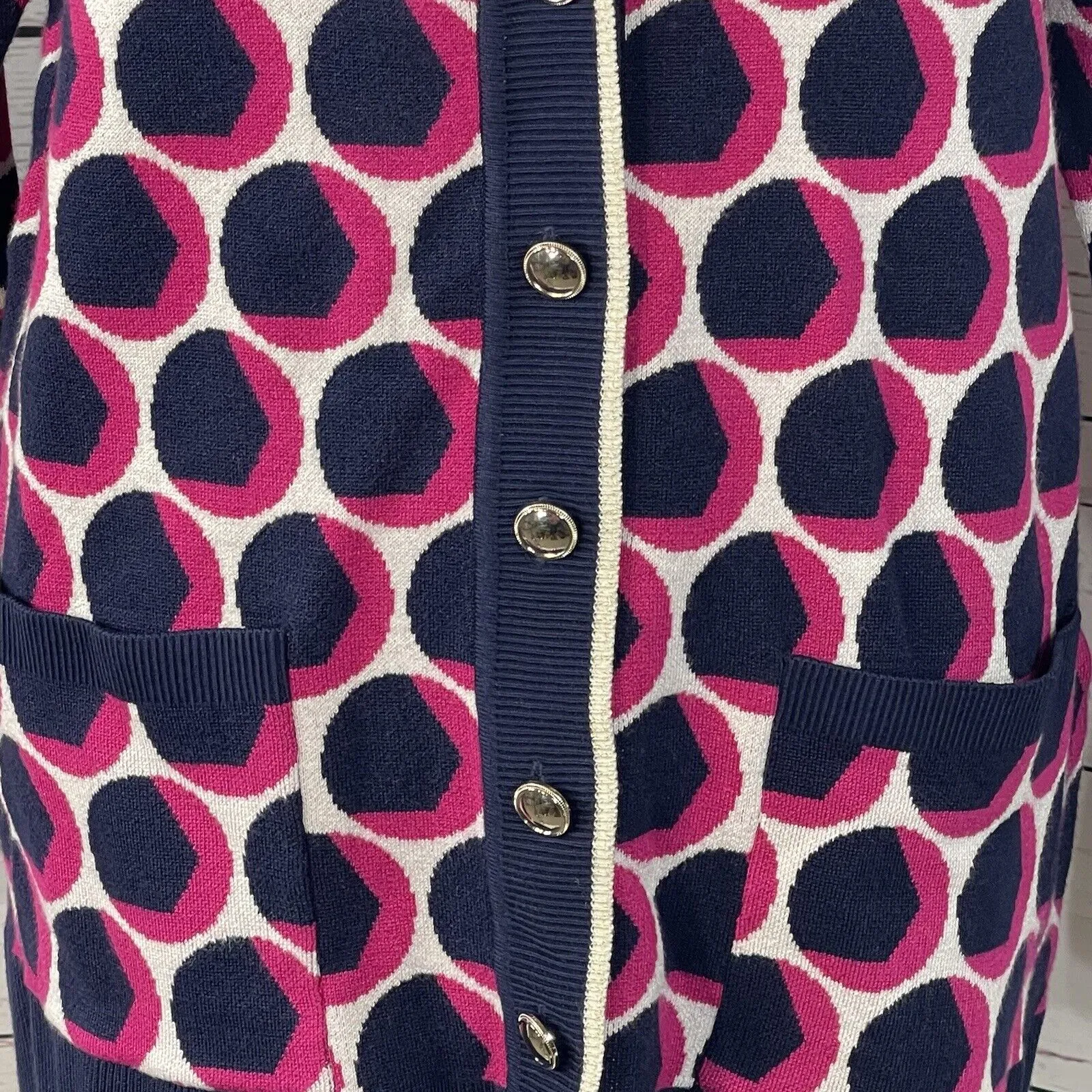 Charter Club X-Large Cardigan Sweater Geometric V-Neck Stretch Button-Up Pockets - Image 2