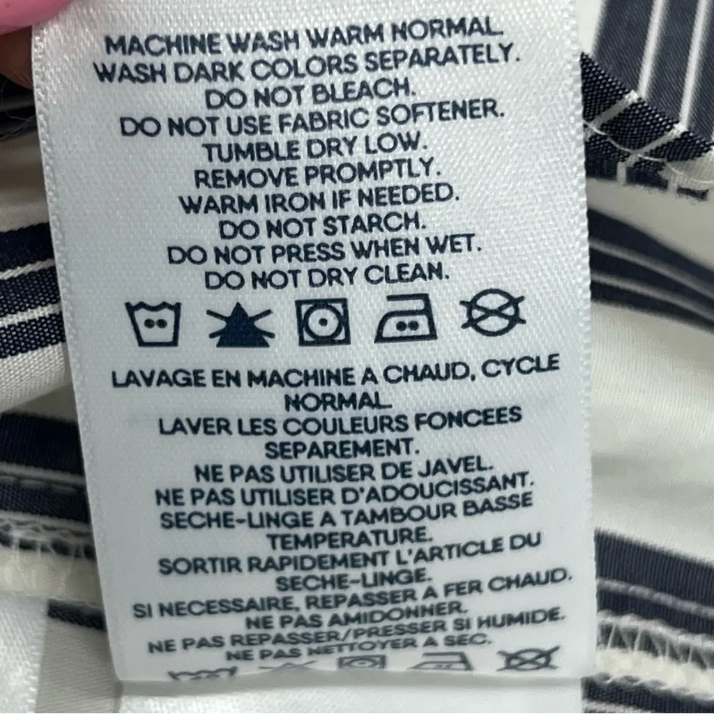 Lands' End Women's M 10-12 no iron supima Striped Blouse 100% Cotton top - Image 4