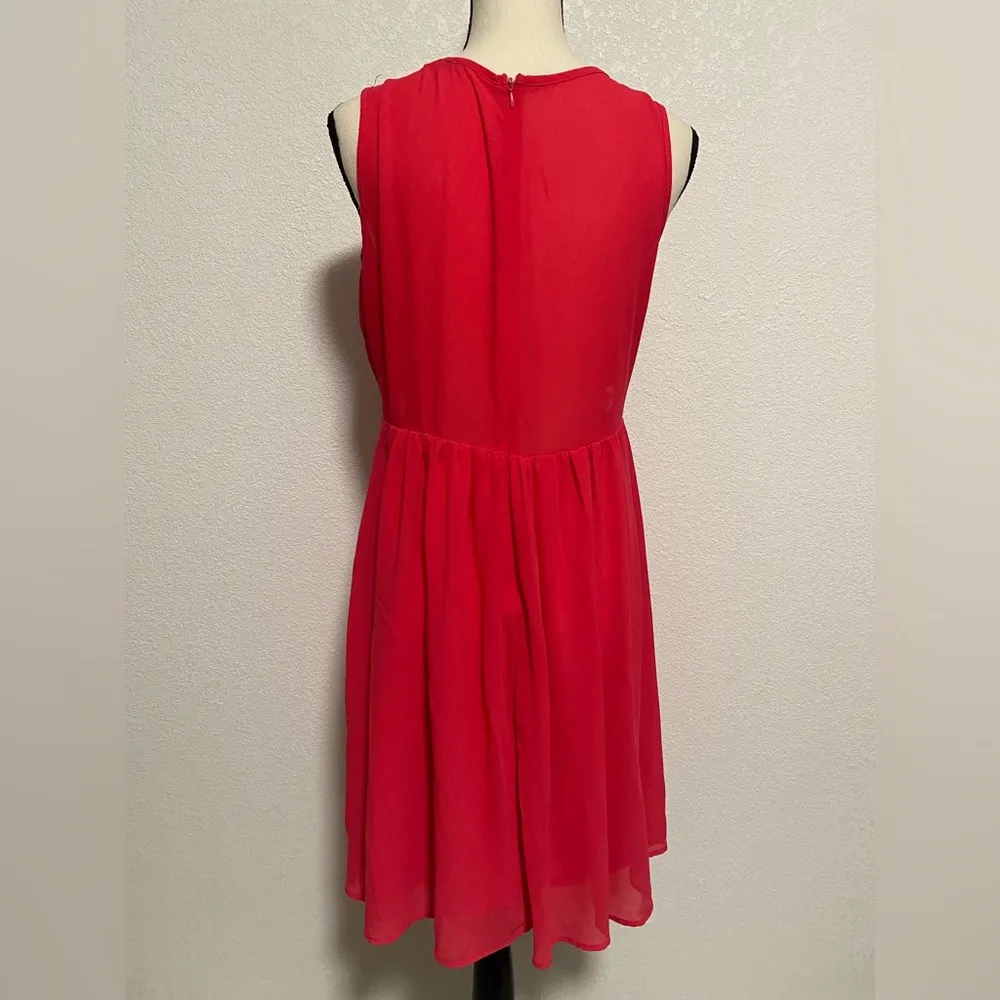 Forever 21 Hot Pink Peekaboo Lace Chiffon Mini Dress - Image 3