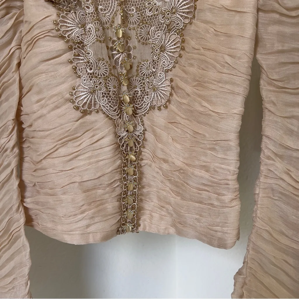 NWT Zimmermann Kaleidoscope Lace Doily Long Sleeve Blouse in Buff Beige - Image 6