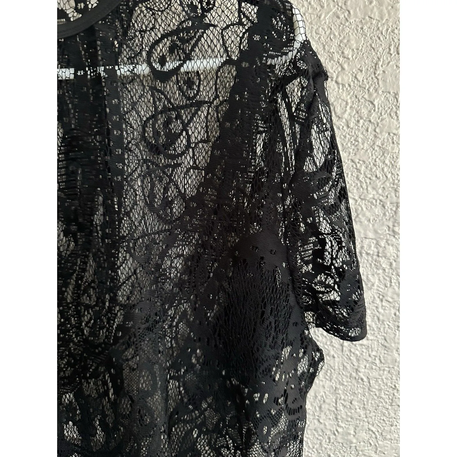 Vintage‎ Black Sheer Lace Fringe Top Witchy Dark Fairy Y2K One Size Size M - Image 4