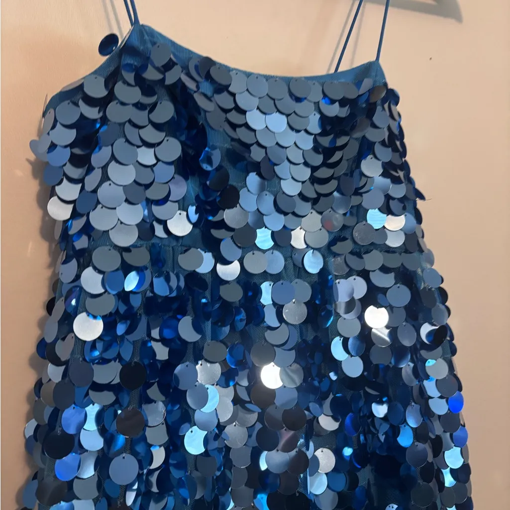 ASOS EDITION NWT Blue Tiered Sequin Cami Midi Dress - Image 8