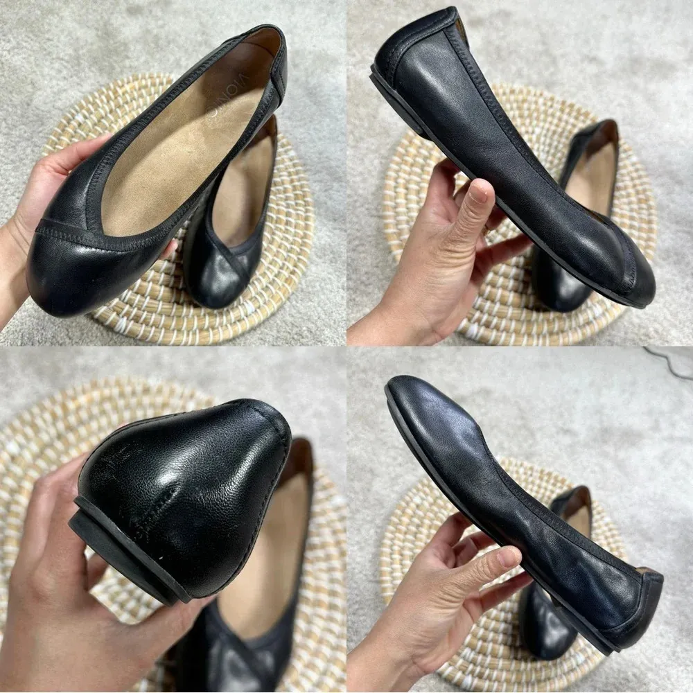 Vionic Women’s Caroll Ballet Flat Black Slip On Comfort Leather Shoes Size 6.5 - Image 12