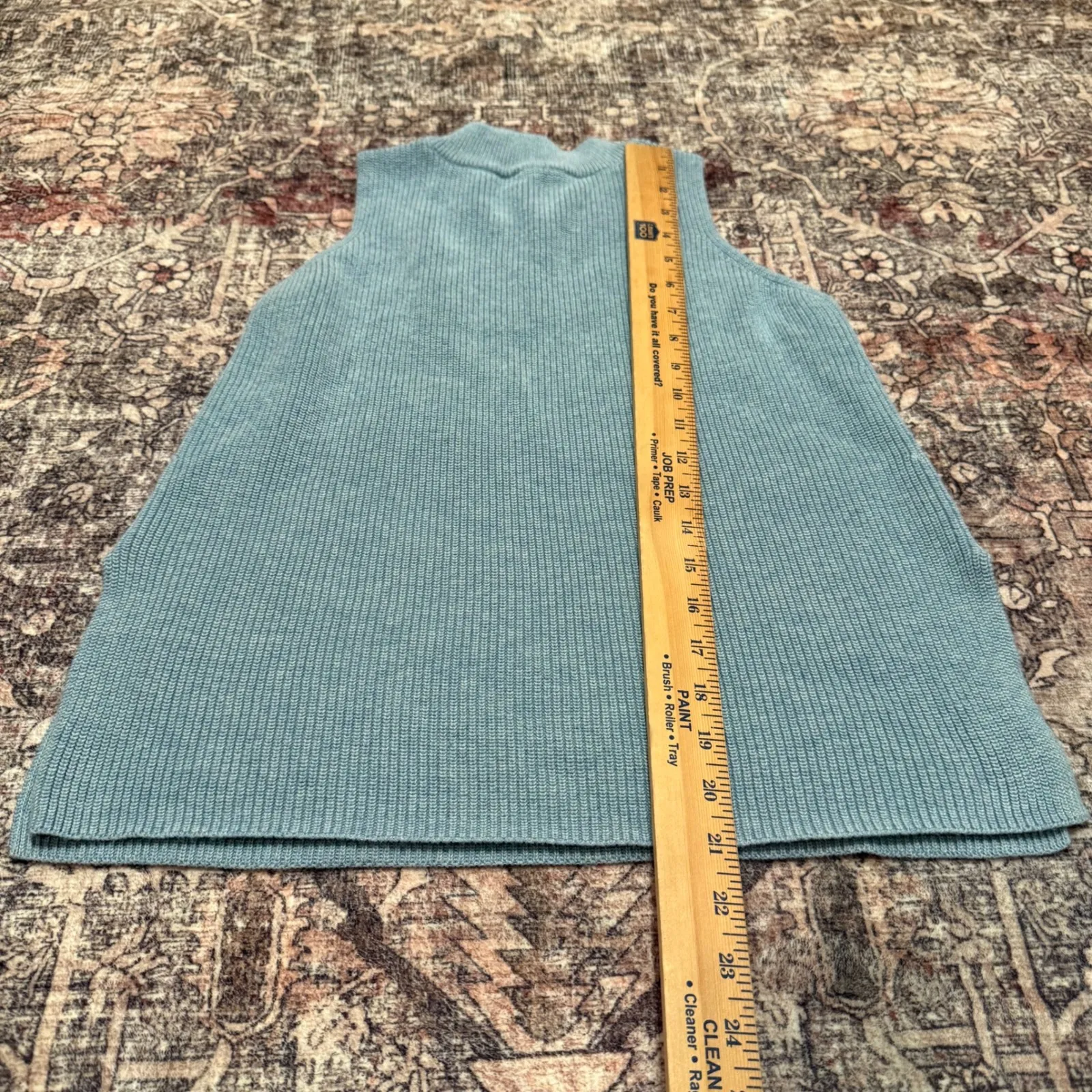 Autumn Cashmere Mock Neck Sleeveless Sweater Top Blue Size S Ribbed Knit - Image 6