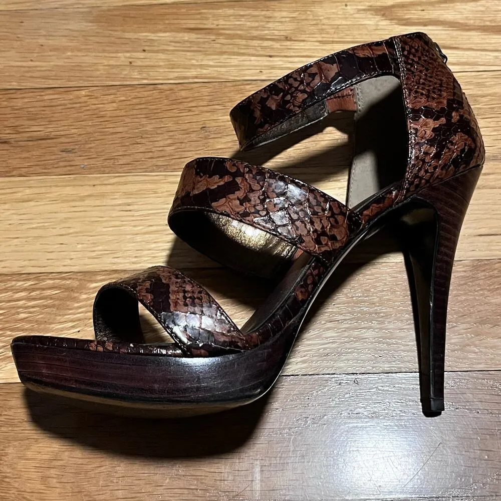Pelle Moda Joleen Snake Print Strappy Platform Heels - Image 4