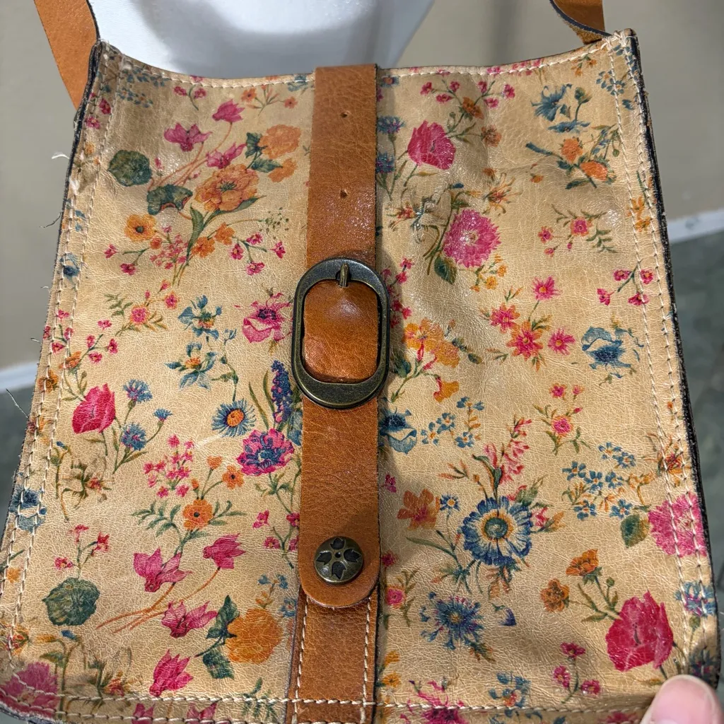 Vtg Patricia Nash Purse Leather Floral Buckle Front Crossbody Bag Boho Peasant - Image 3