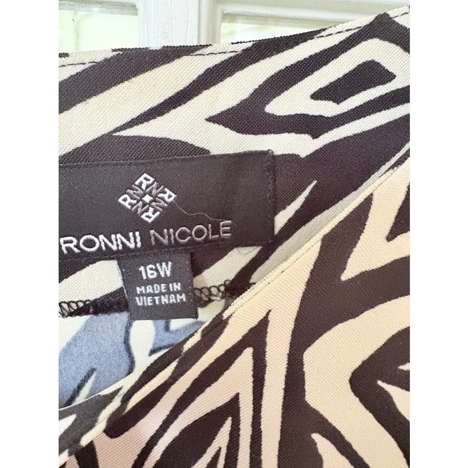 Ronnie Nicole Zebra Print Plus Size Sleeveless Sheath Dress 16W - Image 3